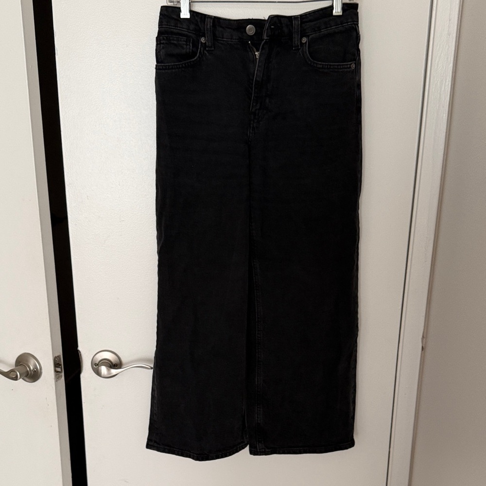 H&M Black Wide-Leg Women's Cropped Jeans